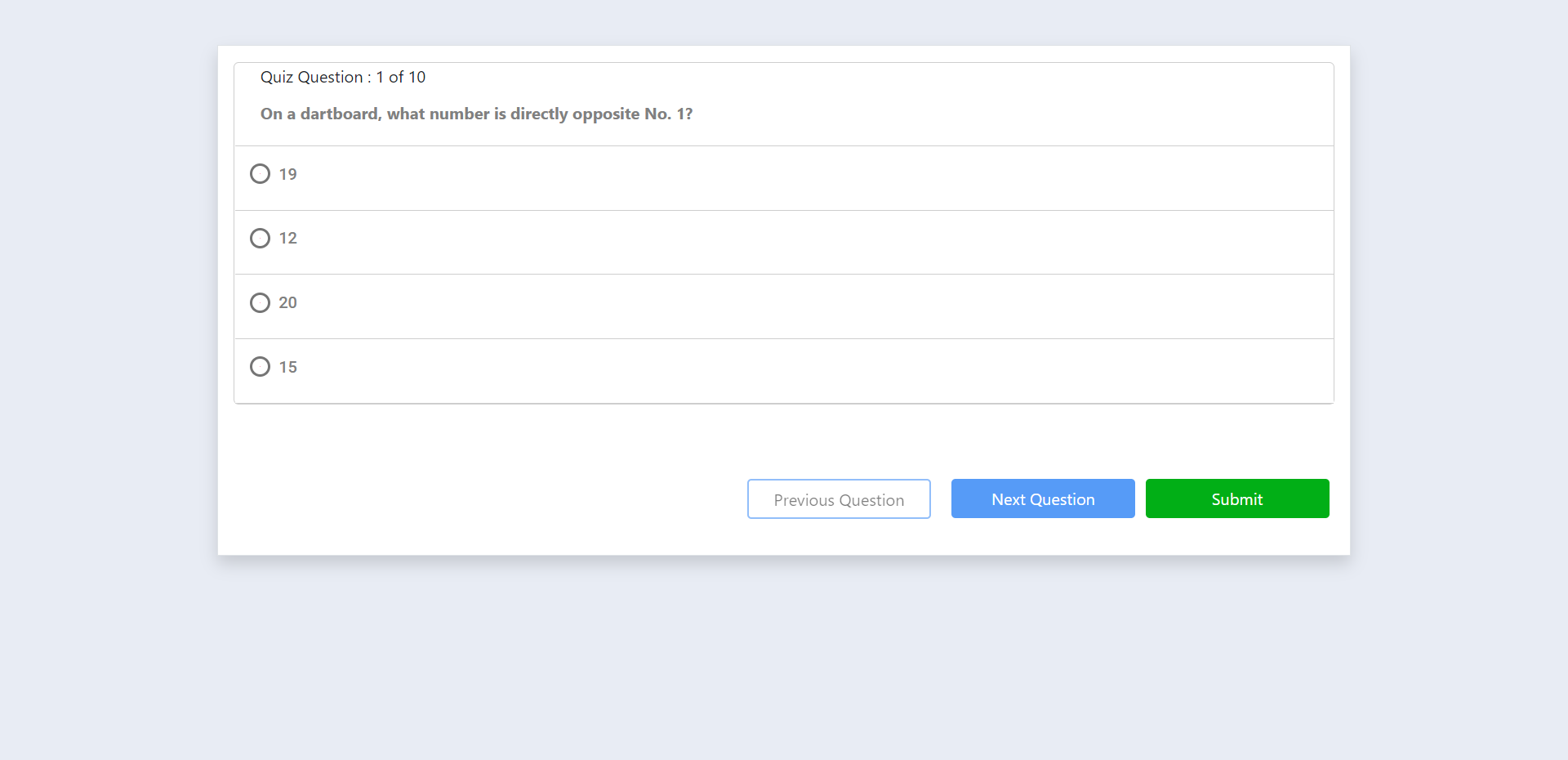 Quiz web app screenshot